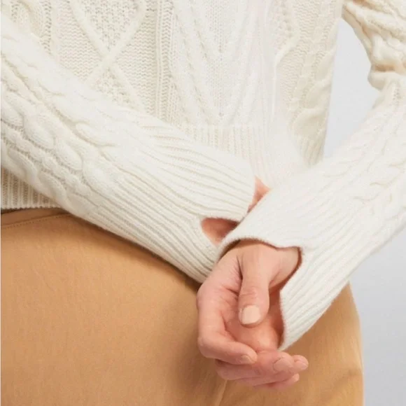 Rag Bone Pierce Cashmere Cable-Knit Sweater In Ivory Size Small
